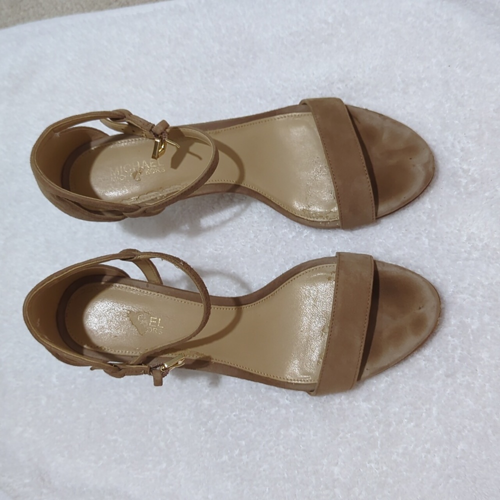 Used Michael Kors Suede Simone Mid Sandal Khaki / Tan Size 6.5